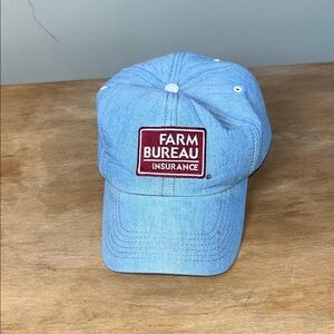Farm Bureau Hat Insurance Cap Logo Denim Baseball Trucker Velcro Strap Back